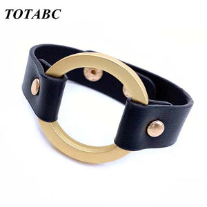 Wide Circle Buckle Charm Wrap Bracelet Adjustable Women Jewelry