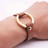 Wide Circle Buckle Charm Wrap Bracelet Adjustable Women Jewelry