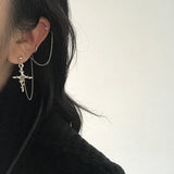 Punk Butterfly Clip Earring Retro Chain Earings