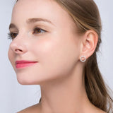 Punk Circle Stud Earrings 925 Sterling Silver Round Rhinestone Ear Stud