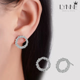 Punk Circle Stud Earrings 925 Sterling Silver Round Rhinestone Ear Stud