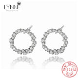 Punk Circle Stud Earrings 925 Sterling Silver Round Rhinestone Ear Stud