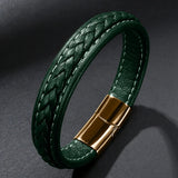 Punk Leather Bracelet Stainless Steel Clasp