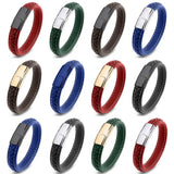 Punk Leather Bracelet Stainless Steel Clasp