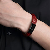 Punk Leather Bracelet Stainless Steel Clasp