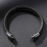 Punk Leather Bracelet Stainless Steel Clasp