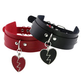 Punk Pu Leather Choker Necklace Heart Pendant Harajuku Collar