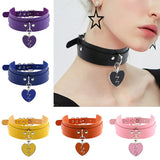 Punk Pu Leather Choker Necklace Heart Pendant Harajuku Collar