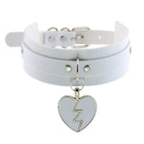 Punk Pu Leather Choker Necklace Heart Pendant Harajuku Collar