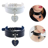Punk Pu Leather Choker Necklace Heart Pendant Harajuku Collar