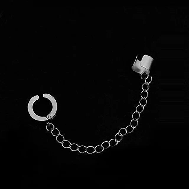 Punk Stainless Steel Clip Earring Street Jewelry Silver Chain Ear Clip