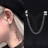 Punk Stainless Steel Clip Earring Street Jewelry Silver Chain Ear Clip