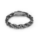 Punk Twisted Chain Bracelet Silver/Black Men's Jewelry