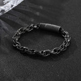 Punk Twisted Chain Bracelet Silver/Black Men's Jewelry