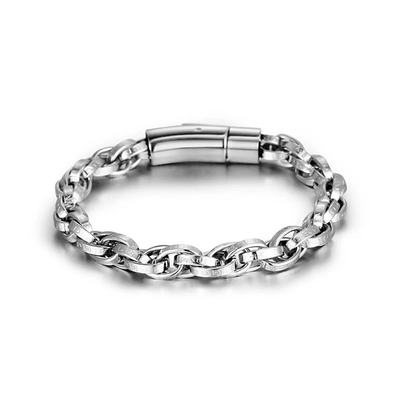 Punk Twisted Chain Bracelet Silver/Black Men's Jewelry