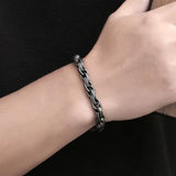 Punk Twisted Chain Bracelet Silver/Black Men's Jewelry