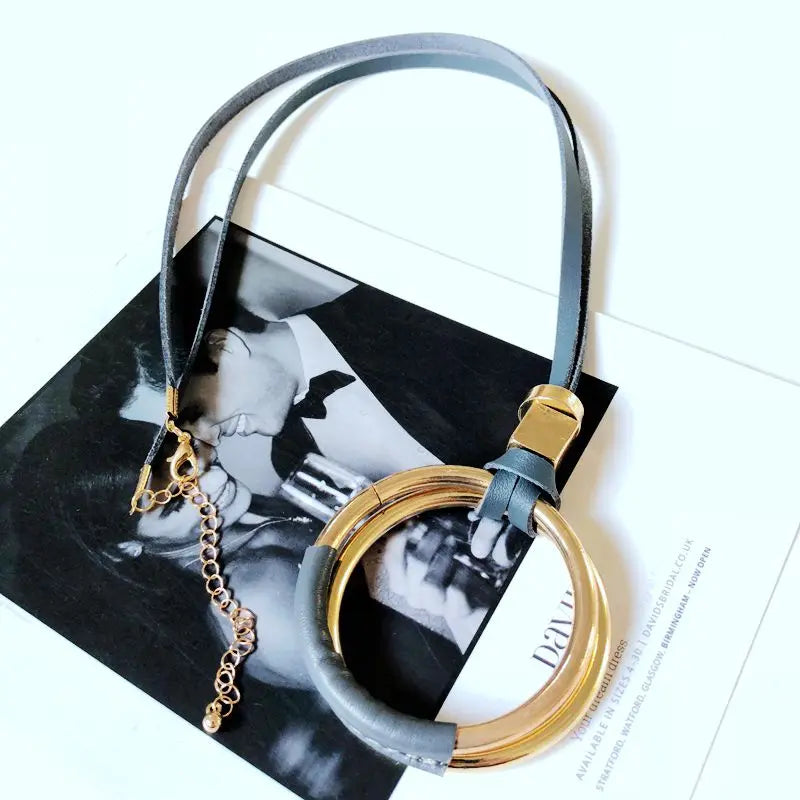 Punk Style Leather Charm Pendant Necklace