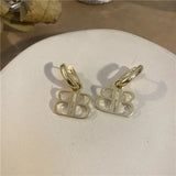 Punk Alphabet Letter B Hoop Earrings for Women - Minimalist Silver Earrings