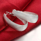 925 Sterling Silver Round Circle Women Earrings Wedding Gift