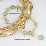 Green Strawberry Crystal Beads Strand Bracelets Women Girls Lucky Jewelry