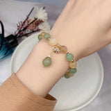 Green Strawberry Crystal Beads Strand Bracelets Women Girls Lucky Jewelry