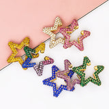 Rainbow Star Earcuffs Earrings Multi-Hoop Rhinestone Ear Cuff Clip Wedding