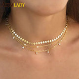 925 Silver Clear Cz Choker Necklace