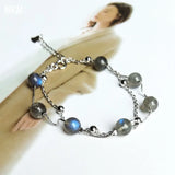 S925 Silver Labradoite Double-Layer Bracelet for Women