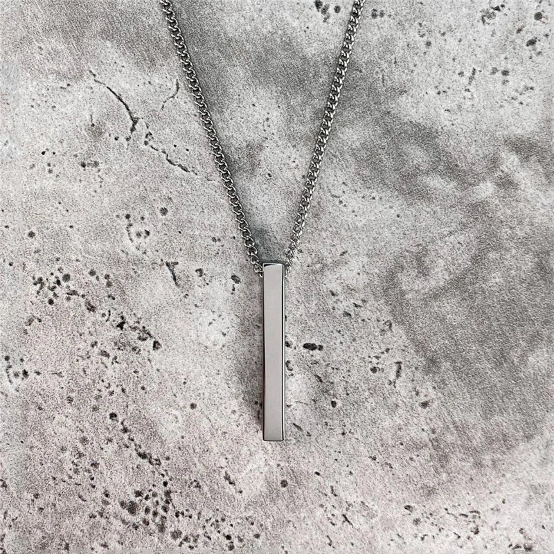 Stainless Steel Box Chain Necklace Men Pendant Classic Jewelry