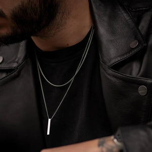 Stainless Steel Box Chain Necklace Men Pendant Classic Jewelry