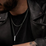Stainless Steel Box Chain Necklace Men Pendant Classic Jewelry