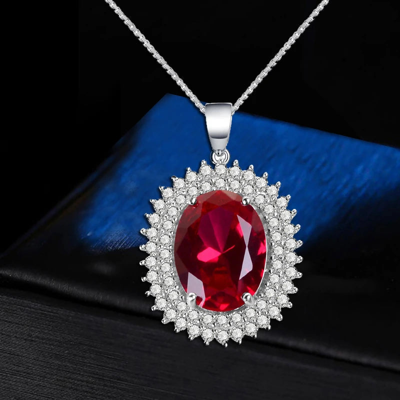 Red Zicon Necklace Iced Out CZ Name Plate Pendant Hip-hop Jewelry