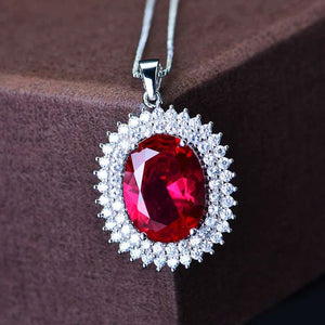 Red Zicon Necklace Iced Out CZ Name Plate Pendant Hip-hop Jewelry