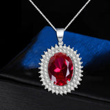 Red Zicon Necklace Iced Out CZ Name Plate Pendant Hip-hop Jewelry