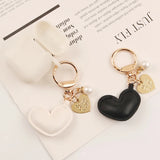 Resin Heart Pendant Keychain With Bell Women Solid Heart Shape Charm Bag Pendant
