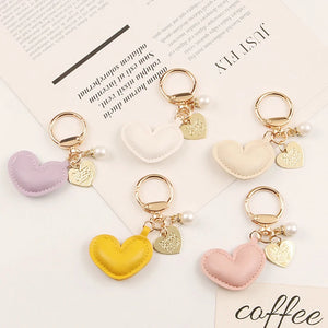 Resin Heart Pendant Keychain With Bell Women Solid Heart Shape Charm Bag Pendant