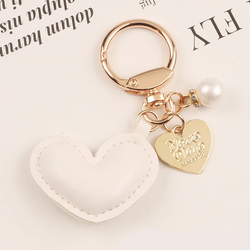 Resin Heart Pendant Keychain With Bell Women Solid Heart Shape Charm Bag Pendant