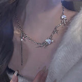 Resin Jellyfish Starfish Pearl Pendant Necklace Tassel Clavicle Goth Jewelry