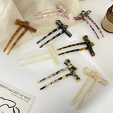 Retro Bowknot Hair Sticks Acetate Hairpins U Shaped Hair Pin Tortoiseshell