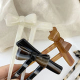 Retro Bowknot Hair Sticks Acetate Hairpins U Shaped Hair Pin Tortoiseshell