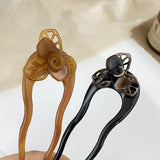 Retro Flower Hair Sticks Acetate Hairpins for Women Girls