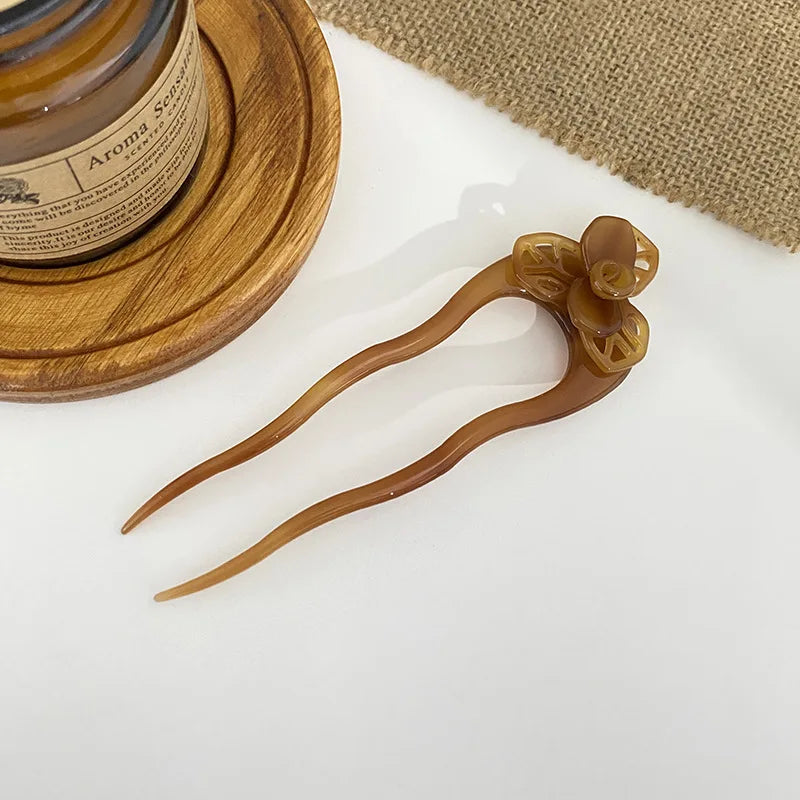 Retro Flower Hair Sticks Acetate Hairpins for Women Girls