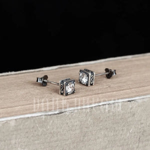 925 Silver Square Stud Earrings with Zircon Gift