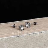 925 Silver Square Stud Earrings with Zircon Gift