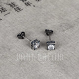 925 Silver Square Stud Earrings with Zircon Gift
