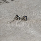 925 Silver Square Stud Earrings with Zircon Gift
