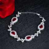 Retro Bracelet Synthetic Ruby Red Crystal Zircon Chain Wedding Jewelry