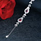 Retro Bracelet Synthetic Ruby Red Crystal Zircon Chain Wedding Jewelry