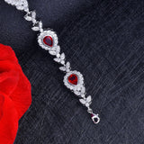 Retro Bracelet Synthetic Ruby Red Crystal Zircon Chain Wedding Jewelry