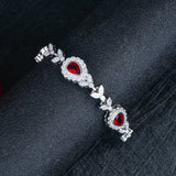 Retro Bracelet Synthetic Ruby Red Crystal Zircon Chain Wedding Jewelry